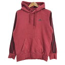 adidas アディダス ワンポイントロゴ スウェット パーカー スポーツ レッド (メンズ M) 中古 古着 S3563
