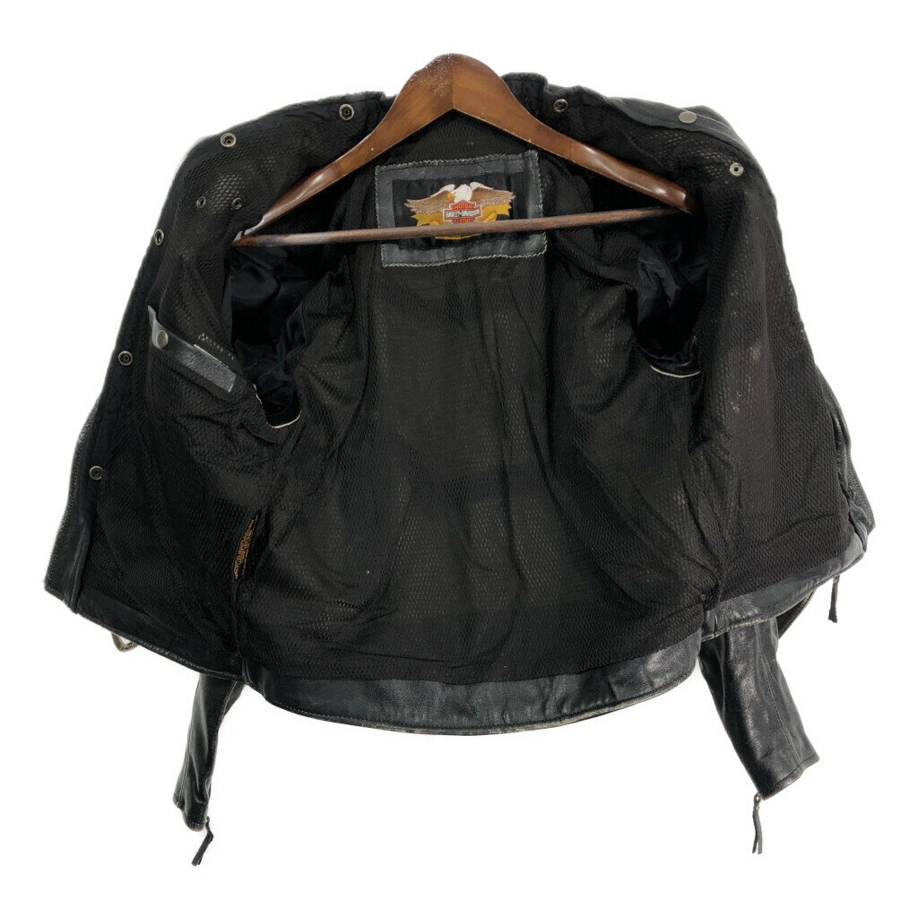 90年代 HARLEY DAVIDSON ハーレーダビッドソン レザーダブルライダースジャケット バイクウェア (レディース M) 中古 古着 S3914