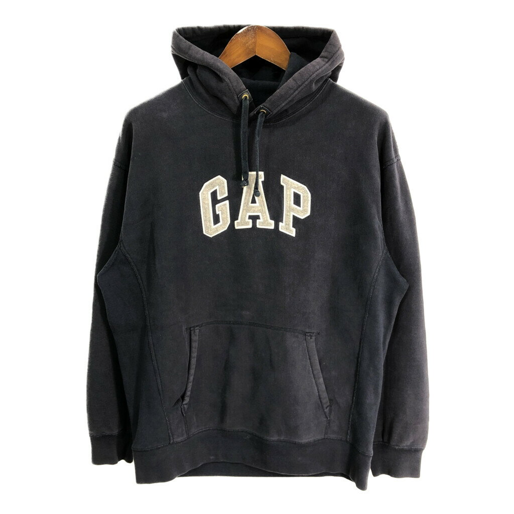 00年代 GAP ギャップ スウェット パーカー ロゴ ネイビー (メンズ M) 中古 古着 S4106