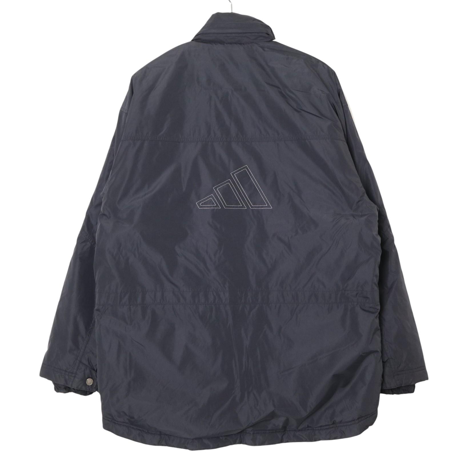 adidas アディダス 中綿 ナイロン ジャケット ワンポイントロゴ ネイビー (メンズ S) 中古 古着 A2529