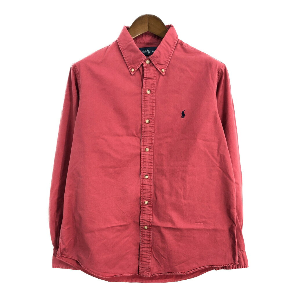 Polo by Ralph Lauren ポロ ラルフローレン ボタンダウン 長袖シャツ レッド (メンズ L) 中古 古着 S4292