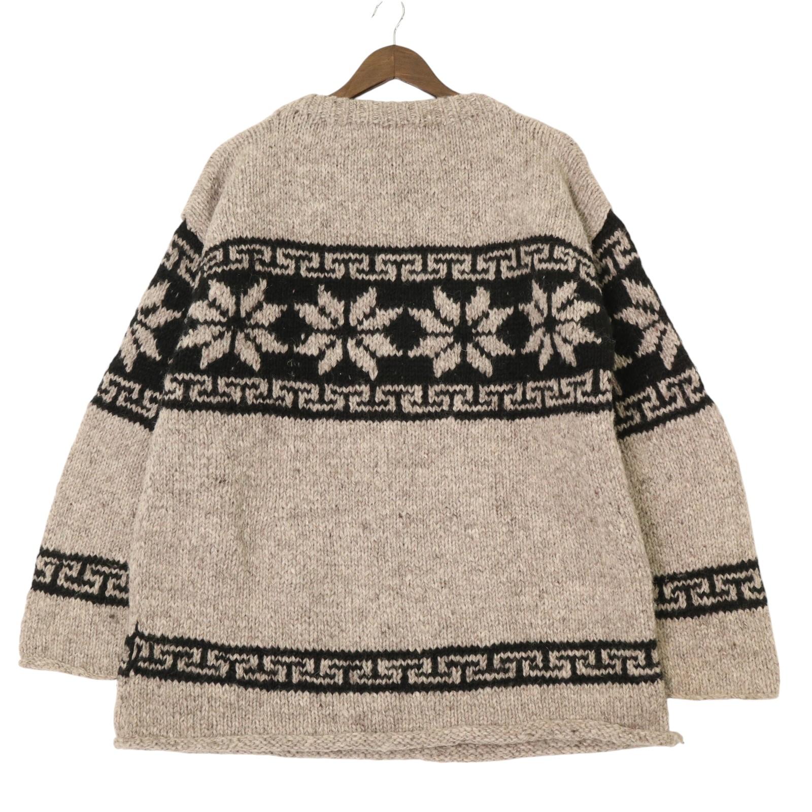 ネパール製 ウール ハンドニット セーター ベージュ (メンズ XL相当) 中古 古着 A2578