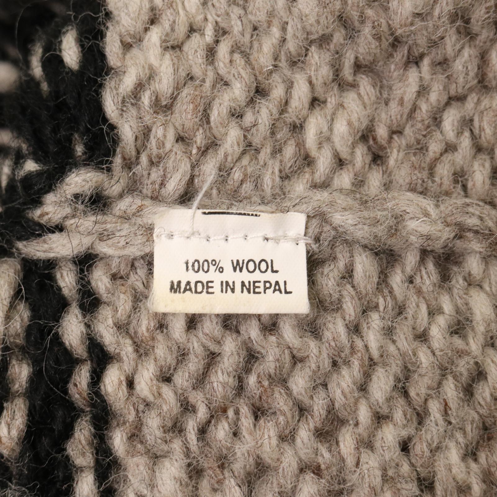 ネパール製 ウール ハンドニット セーター ベージュ (メンズ XL相当) 中古 古着 A2578