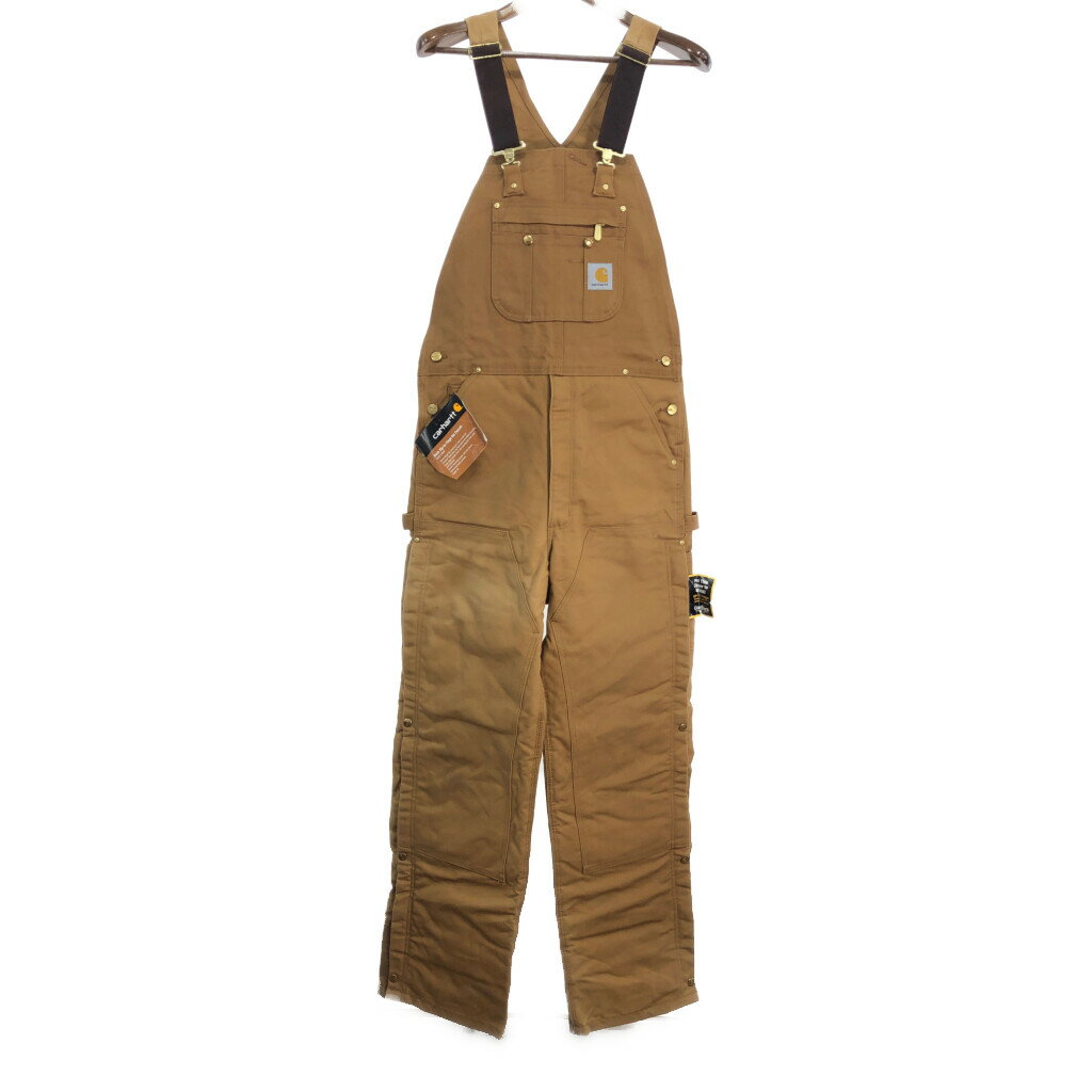 デッドストック Carhartt カーハート ダック ダブルニー ビブオーバーオール ワーク ライトブラウン (メンズ W34 L34) 中古 古着 S4594