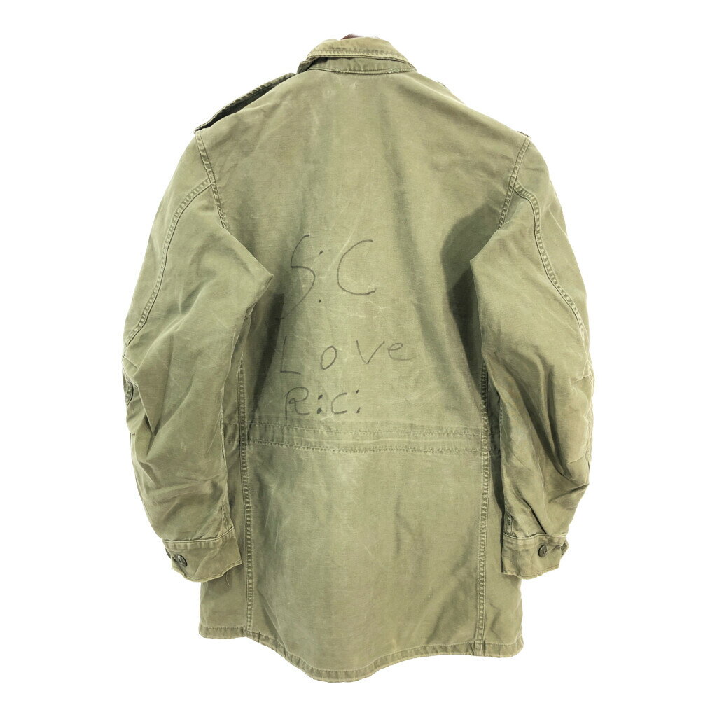 50年代 米軍実物 U.S.ARMY M-51 フィールドジャケット UK or CAN ヴィンテージ ミリタリー オリーブ (メンズ SMALL LONG) 中古 古着 S4889
