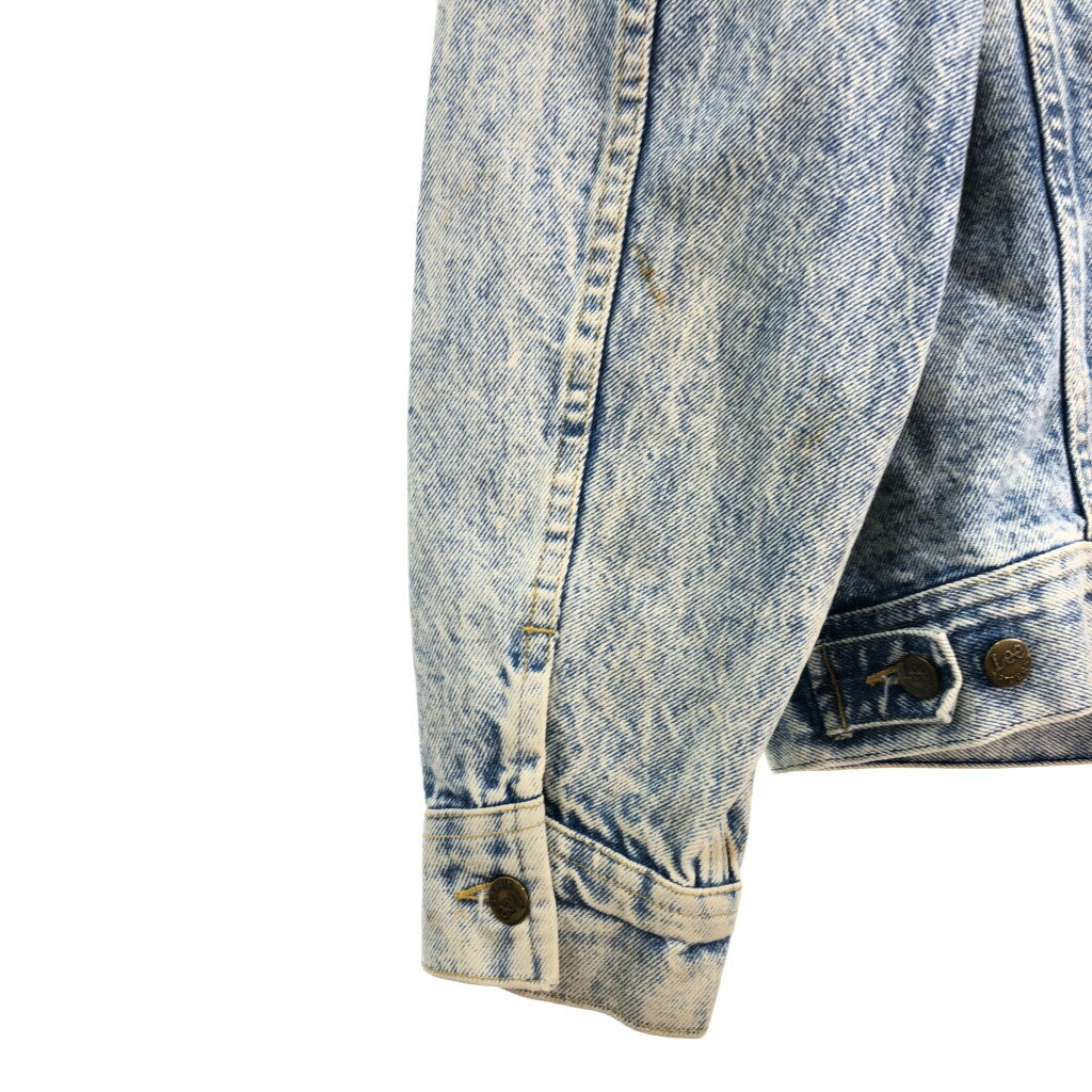 00年代 Lee リー PATD-153438 デニムジャケット ケミカルウォッシュ ブルー (メンズ MEDIUM) 中古 古着 S4978