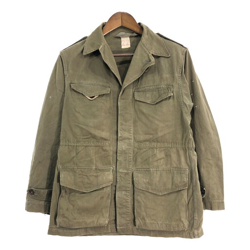 60年代 フランス軍 M-47 フィールドジャケット ヴィンテージ ユーロ ミリタリー ヘリンボーン オリーブ (メンズ 22) 中古 古着 S5015 60年代 フランス軍 M-47 フィールドジャケット ヴィンテージ ユーロ ミリタリー ヘリンボーン オリーブ (メンズ 22) 中古 古着 S5015