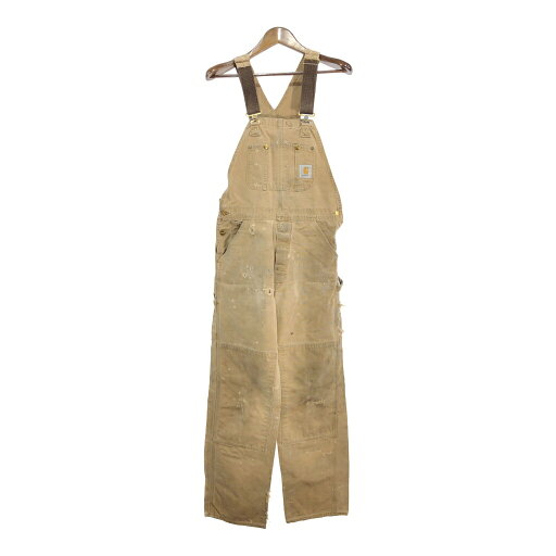 Carhartt カーハート ダック ダブルニー ビブオーバーオール ライトブラウン (メンズ W33 L33相当) 中古 古着 S5669 Carhartt カーハート ダック ダブルニー ビブオーバーオール ライトブラウン (メンズ W33 L33相当) 中古 古着 S5669