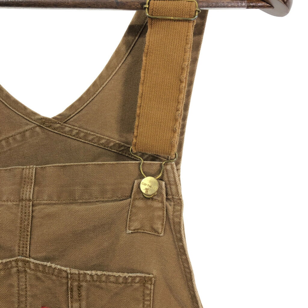 Carhartt カーハート ダック ダブルニー ビブオーバーオール ブラウン (メンズ W33 L32) 中古 古着 S5689