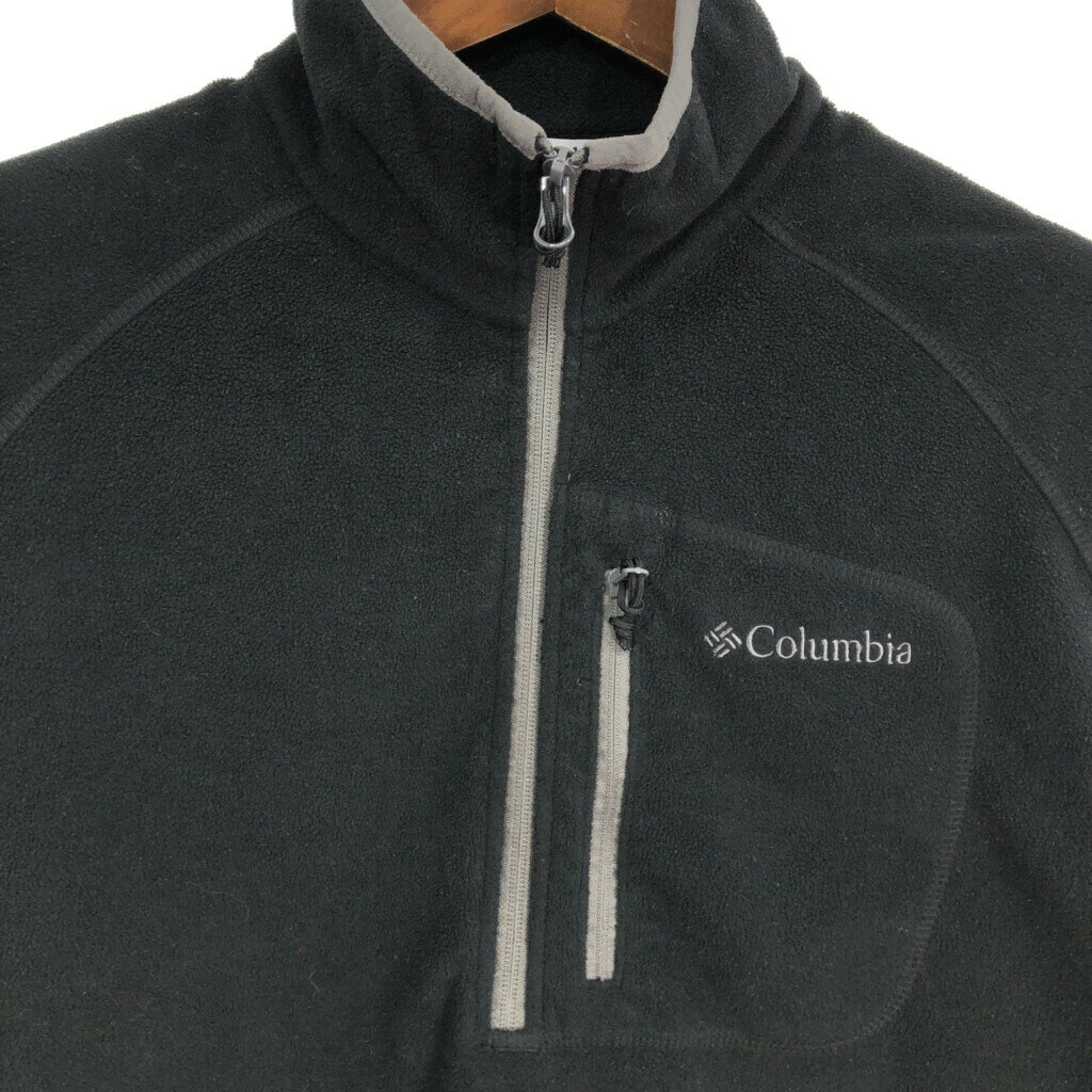 Columbia コロンビア ハーフジップ フリースジャケット アウトドア ブラック (メンズ XL) 中古 古着 S5814