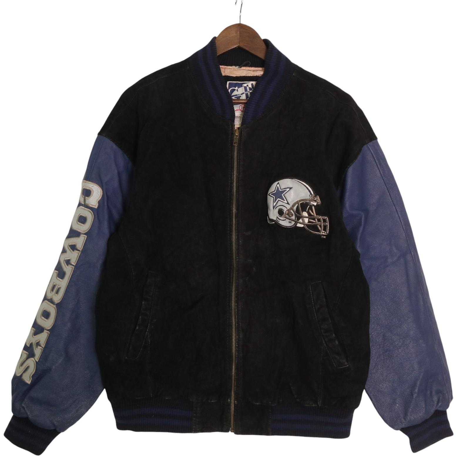 樂天商城 - Carl Banks NFL ダラス・カウボーイズ オールレザー スタジアムジャケット プロチーム ブラック (メンズ L) 中古 古着 A2801
