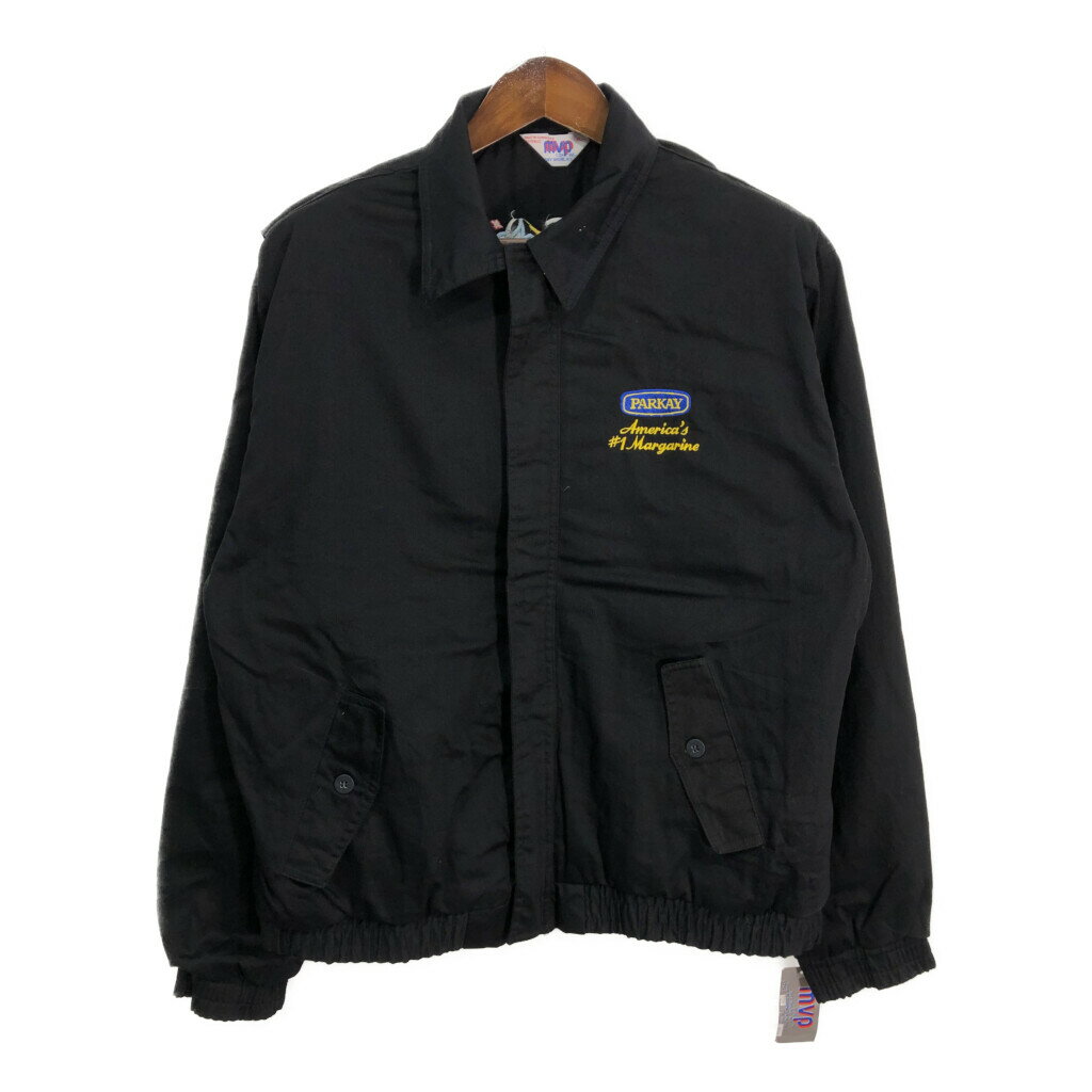 新品タグ付き 80年代 MVP パーケイ マーガリン ジャケット 企業ロゴ ブラック (メンズ XL) 中古 古着 S..