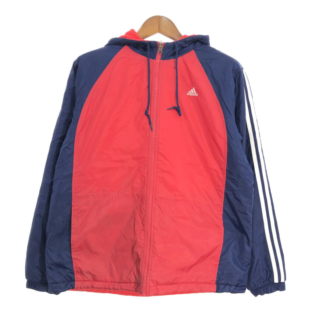 00年代 adidas アディダス リバーシブル ナイロン フリースジャケット スポーツ レッド (メンズ L) 中古 古着 S5925