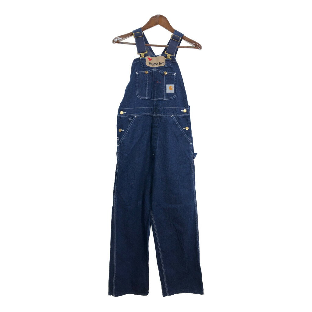 90年代 USA製 Carhartt カーハート デニムオーバーオール ブルー (メンズ W32 L30) 中古 古着 S5937