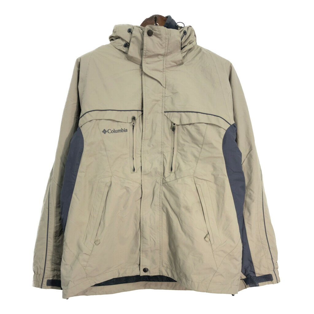 90年代 Columbia コロンビア マウンテンパーカー アウトドア ベージュ (メンズ M) 中古 古着 S6150