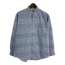 90年代 L.L.Bean エルエルビーン ボタンダウン 長袖シャツ アウトドア チェック ブルー (メンズ L) 中古 古着 S6271(4)