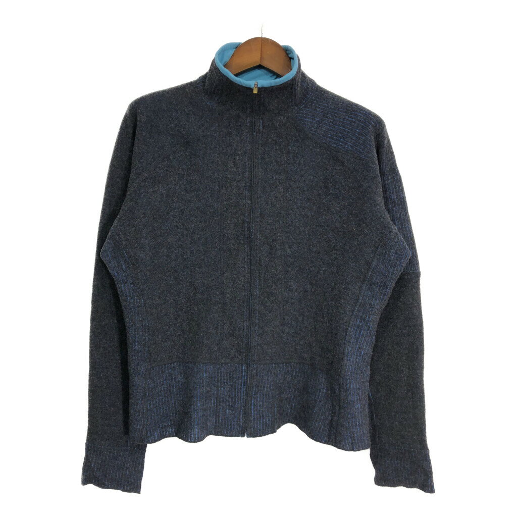 MOUNTAIN HARDWEAR マウンテンハードウェア フルジップ ウール ニット セーター アウトドア グレー (レディース XL) 中古 古着 S6327