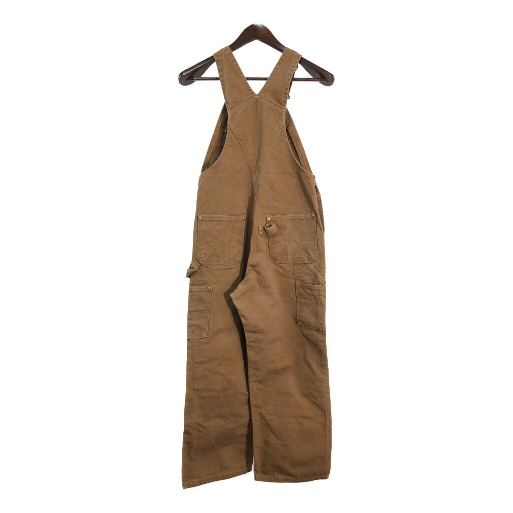 00年代 USA製 Carhartt カーハート ダック ダブルニー ビブオーバーオール ブラウン (メンズ W30) 中古 古着 S6407