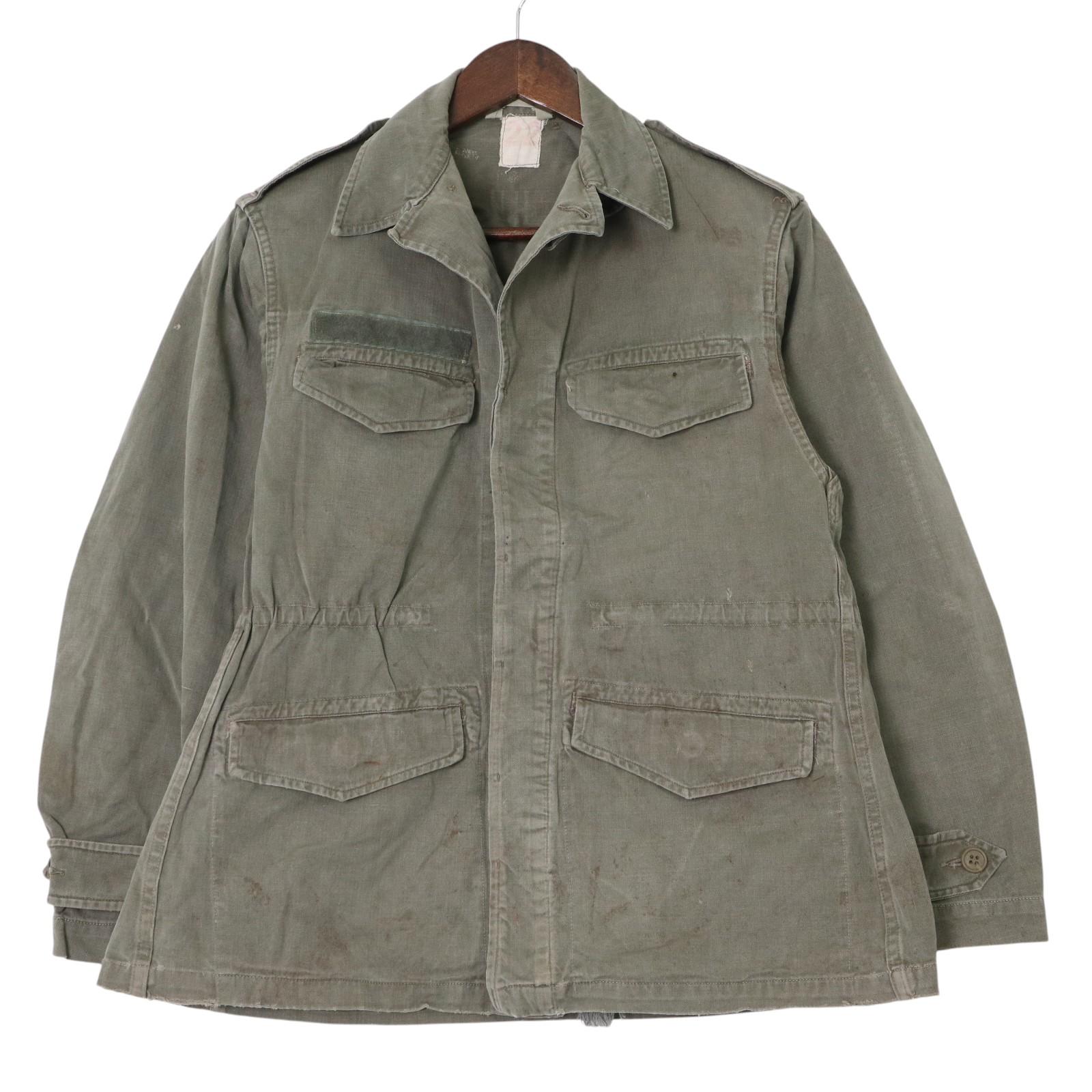 乐天商城 - 60年代 フランス軍 M-47 フィールドジャケット ヴィンテージ ユーロ ミリタリー ヘリンボーン オリーブ (メンズ 22) 中古 古着 A2909