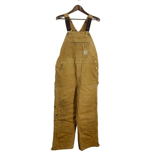Carhartt カーハート ダック ダブルニー ビブオーバーオール 大きいサイズ ブラウン (メンズ W40 L30) 中古 古着 S6578