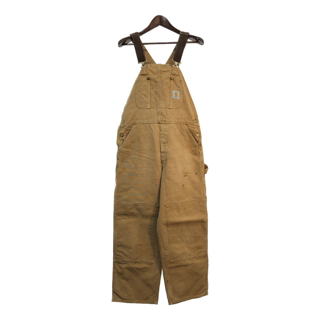 Carhartt カーハート ダック ダブルニー ビブオーバーオール ライトブラウン (メンズ W40相当) 中古 古着 S6838