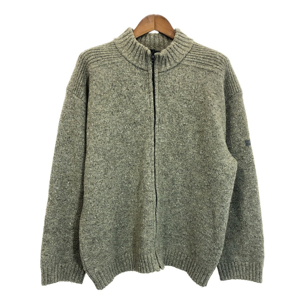 TBS ドライバーズニット ウールセーター カーキ (メンズ XL) 中古 古着 S6981