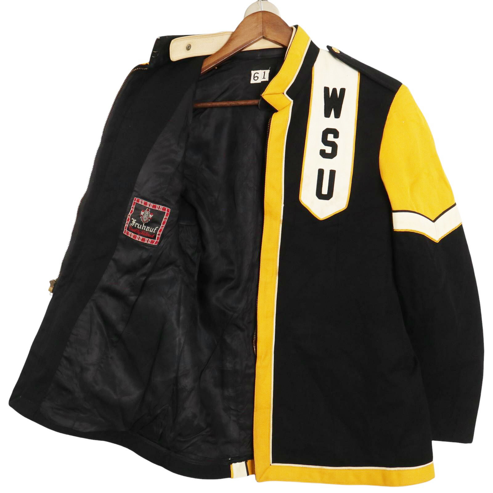 70年代 Fruhauf Uniforms アワードジャケット ヴィンテージ カレッジ イエロー (メンズ 38 S) 中古 古着 A2952