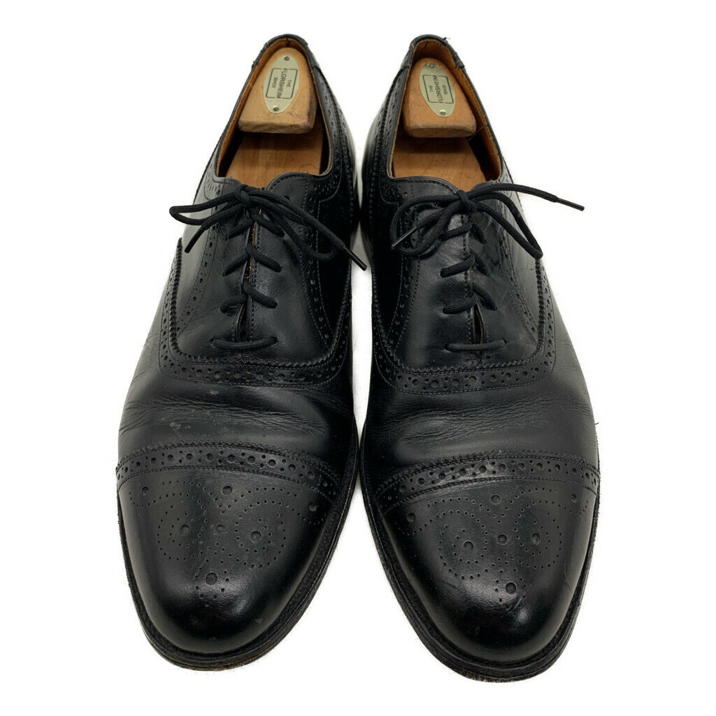 70年代 イングランド製 The British Isles Collection by Loake セミブローグ レザーシューズ ブラック (メンズ 10) 中古 古着 KA1757