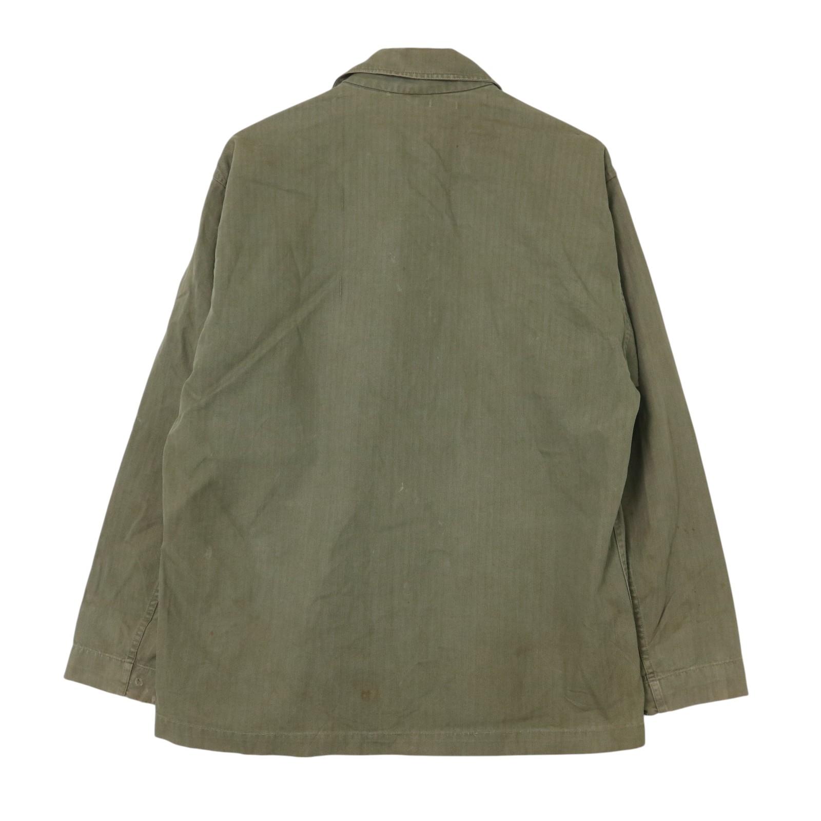 40年代 米軍実物 U.S.ARMY M-43 HBTフィールドジャケット ヴィンテージ ミリタリー ヘリンボーン オリーブ (メンズ 38 R) 中古 古着 A3017
