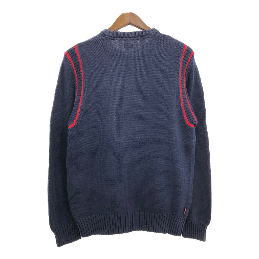 Levi's リーバイス コットン ニット セーター ワンポイントロゴ ネイビー (メンズ M) 中古 古着 S7344 2