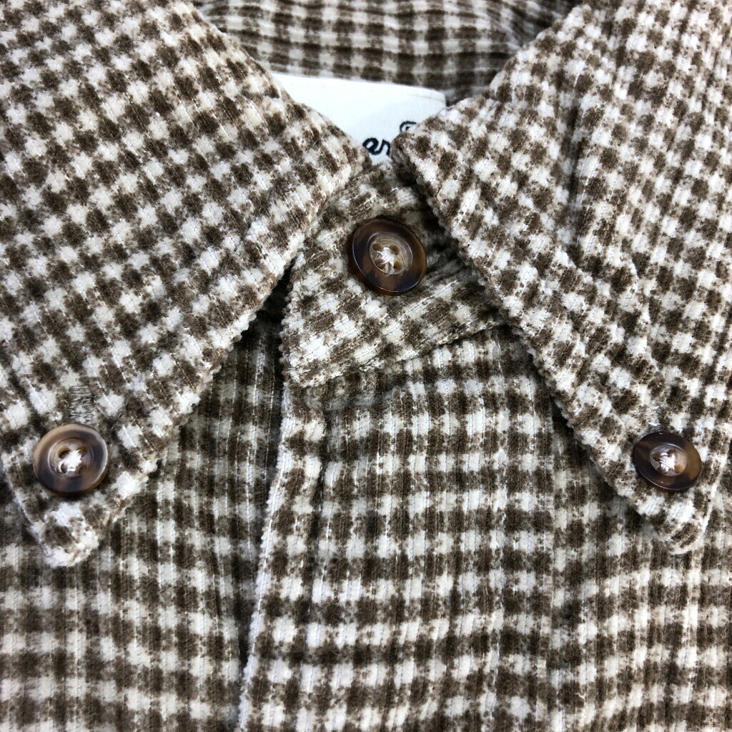 00年代 Eddie Bauer エディーバウアー ボタンダウン コーデュロイシャツ アウトドア ギンガムチェック(メンズ XL) 中古 古着 S7364