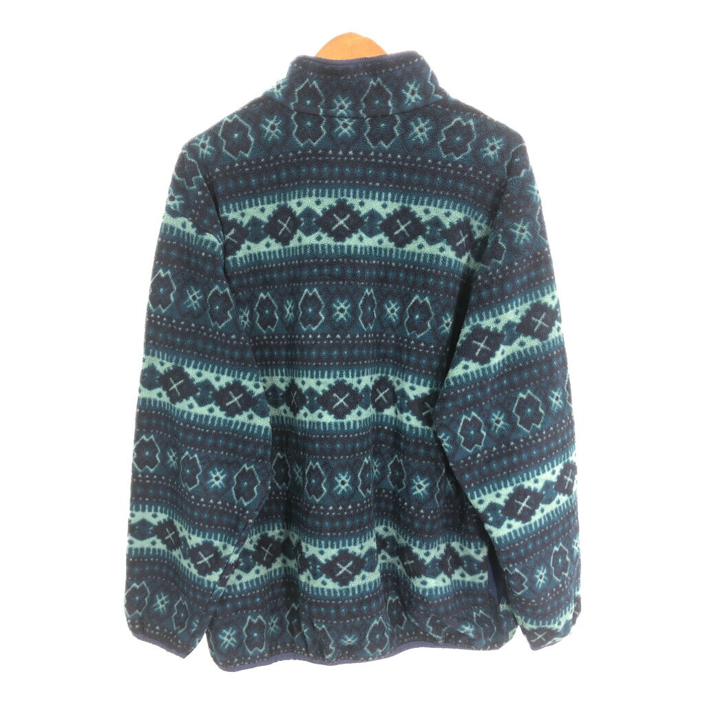 90年代 L.L.Bean エルエルビーン フリースジャケット 総柄 ネイビー (メンズ XL相当) 中古 古着 S8195