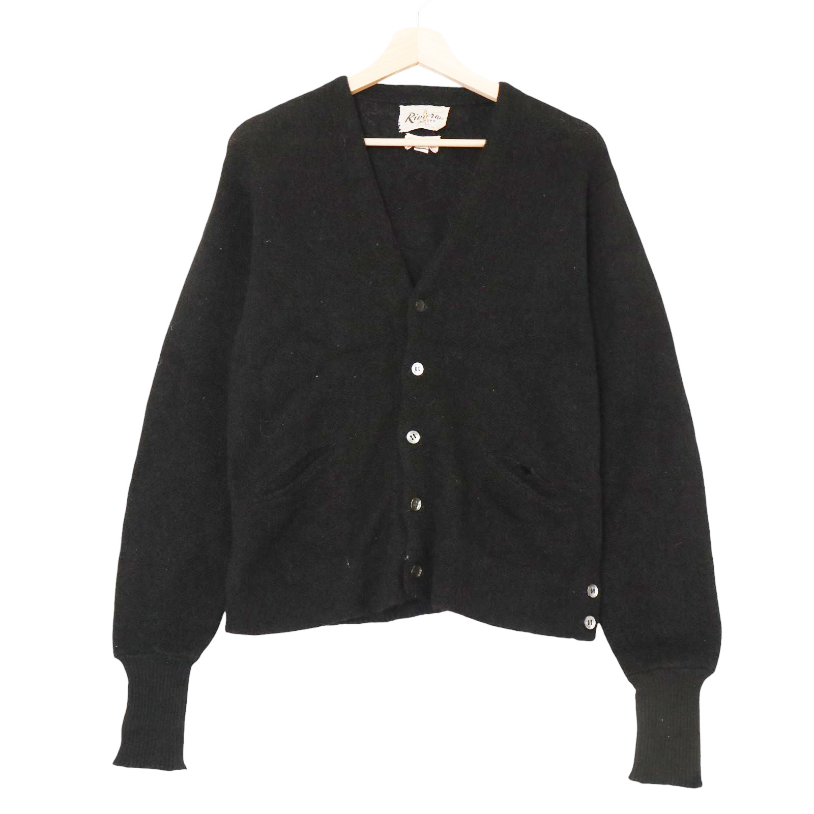 60年代 Riviera KNITS アルパカニット カーディガン ヴィンテージ ブラック (メンズ L) 中古 古着 A3156