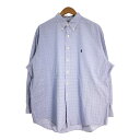 RALPH LAUREN ラルフローレン YARMOUTH 長袖シャツ 大きいサイズ チェック ライトブルー (メンズ 17 1/2) 中古 古着 S8434(4)