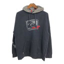 Quiksilver クイックシルバー スウェット パーカー ロゴ ブラック (メンズ L) 中古 古着 S8560