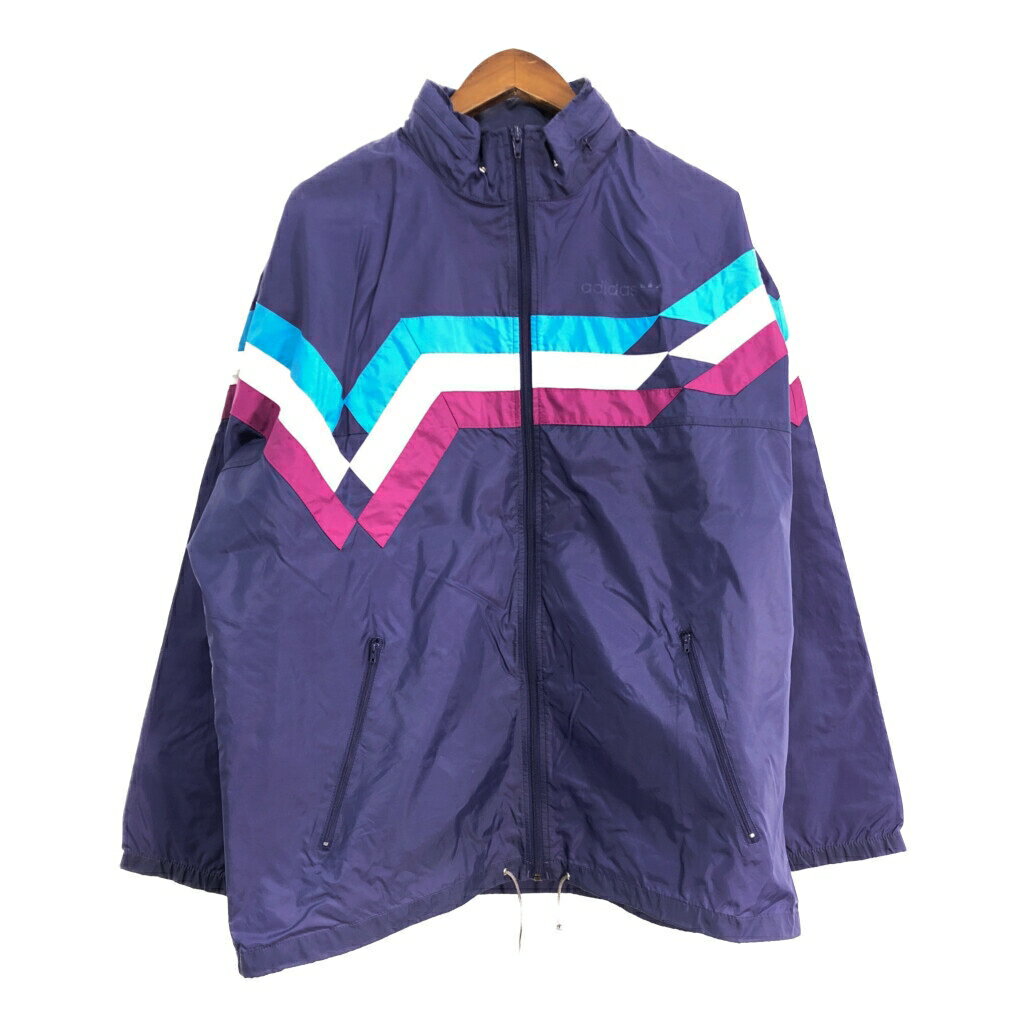 80年代 adidas アディダス ナイロンジャケット スポーツ パープル (メンズ XL) 中古 古着 S8733