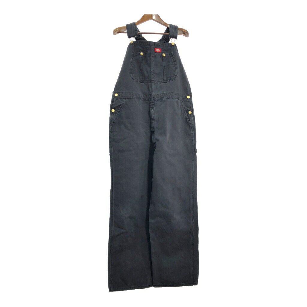 Dickies ディッキーズ ダック オーバーオール ブラック (メンズ W38 L32) 中古 古着 S8764