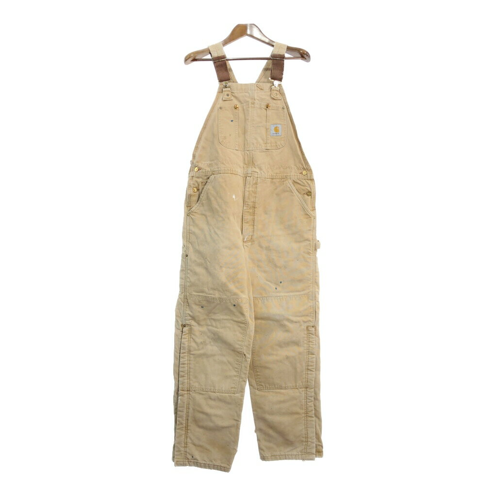 Carhartt カーハート ダック ダブルニー ビブオーバーオール ブラウン (メンズ W38 L29相当) 中古 古着 S8770