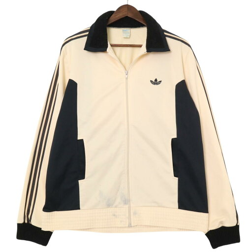 70年代 フランス製 adidas アディダス トラックジャケット ヴィンテージ スポーツ アイボリー (メンズ M相当) 中古 古着 A3291 70年代 フランス製 adidas アディダス トラックジャケット ヴィンテージ スポーツ アイボリー (メンズ M相当) 中古 古着 A3291