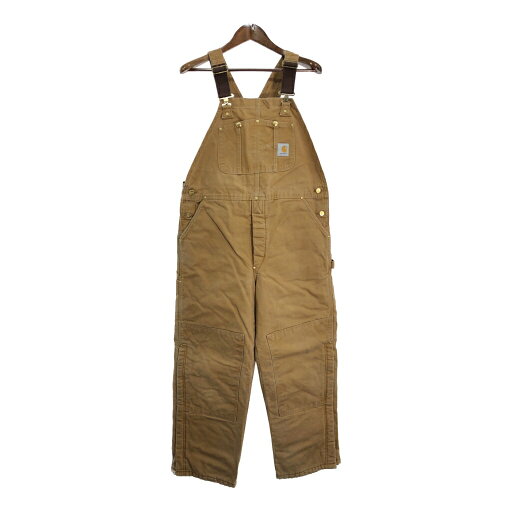 Carhartt カーハート ダック ダブルニー ビブオーバーオール ライトブラウン (メンズ W38 L28相当) 中古 古着 S8945 Carhartt カーハート ダック ダブルニー ビブオーバーオール ライトブラウン (メンズ W38 L28相当) 中古 古着 S8945