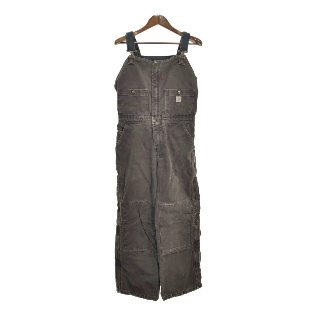 Carhartt カーハート ダック ダブルニー ビブオーバーオール ブラウン (レディース L) 中古 古着 S8947