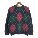 90年代 TOMMY HILFIGER トミーヒルフィガー コットンニット セーター アーガイルチェック ネイビー (メンズ M) 中古 古着 S9317