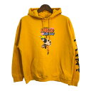 NARUTO Shippuden ナルト疾風伝 うずまきナルト パーカー アニメ 袖プリント キャラクター イエロー (メンズ L) 中古 古着 S9352