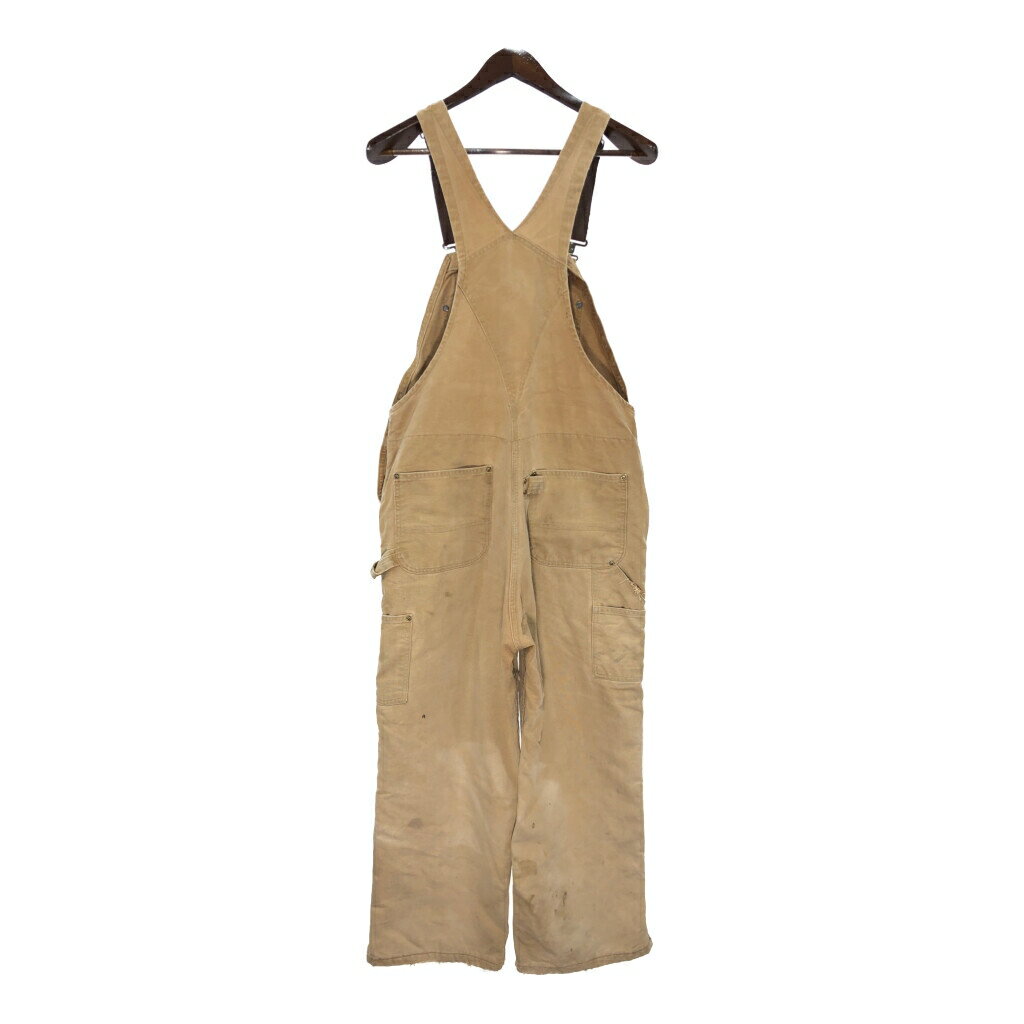 80年代 USA製 Carhartt カーハート ダック ダブルニー ビブオーバーオール 大きいサイズ ワーク (メンズ W38 L30) 中古 古着 S9993