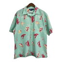 Polo by Ralph Lauren ポロ ラルフローレン 総柄 オープンカラーシャツ ハワイアンシャツ ライトブルー (メンズ XXL) 中古 古着 T0...