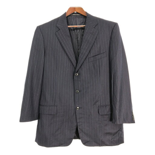 イタリア製 Ermenegildo Zegna エルメネジルドゼニア テーラードジャケット ストライプ ネイビー (メンズ L相当) 中古 古着 T0275 イタリア製 Ermenegildo Zegna エルメネジルドゼニア テーラードジャケット ストライプ ネイビー (メンズ L相当) 中古 古着 T0275