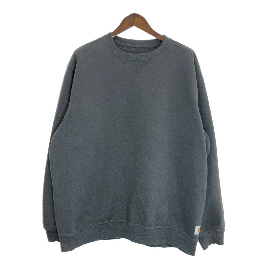 Carhartt カーハート スウェット 大きいサイズ ワンポイントロゴ グレー (メンズ 2XL) 中古 古着 T0490