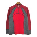 Eddie Bauer エディーバウアー ハーフジップ ハイゲージ ウールニット セーター アウトドア レッド (メンズ L相当) 中古 古着 T0777(4)