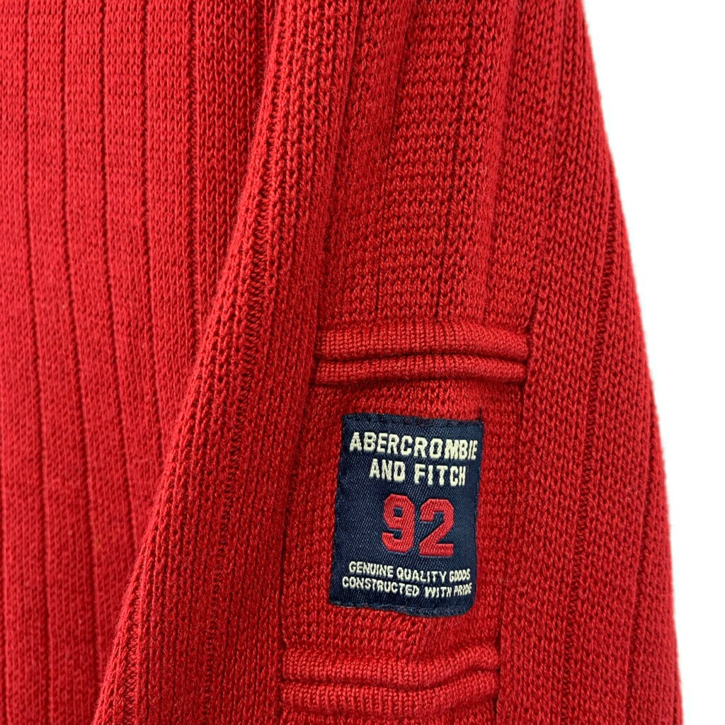 Abercrombie & Fitch アバクロンビーアンドフィッチ コットン アクリル ニット セーター 無地 レッド (メンズ XL) 中古 古着 T0859