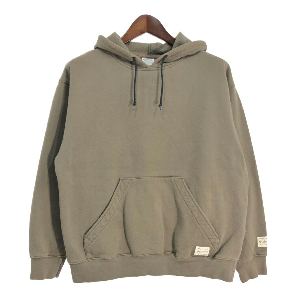 Columbia コロンビア スウェット パーカー アウトドア カーキ (メンズ L) 中古 古着 T0873